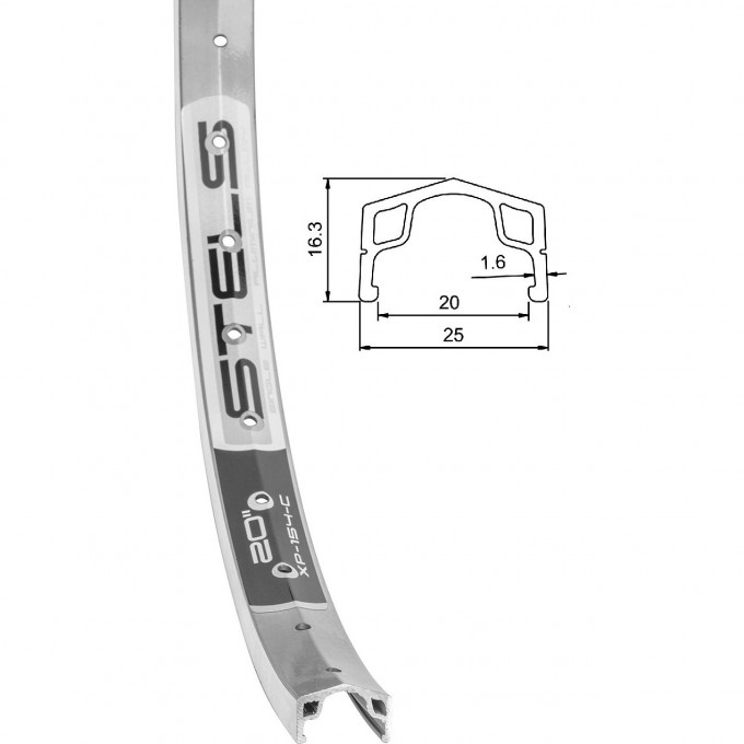 Обод 20" XD-154-A CNC 36Н одинарный, серебристый 330115