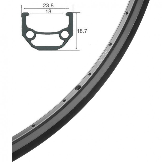 Обод 26" HLQC-08A 14Gх36Н двойной, черный 330131