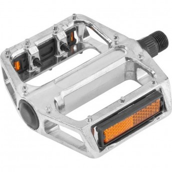 Педали BLF-B4 ось 9/16" со светоотражателями, алюминиевые серебристые Педали BLF-B4 ось 9/16" со светоотражателями, алюминиевые серебристые