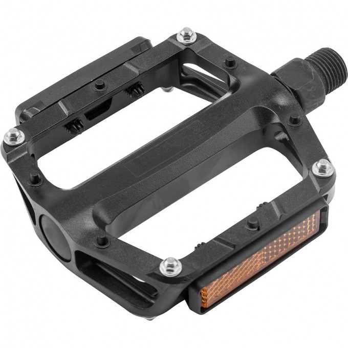 Педали FP-870ZP Feimin, ось 9/16" со светоотражателями, пластиковые чёрные 360143